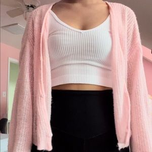 Pink button front drop shoulder cardigan